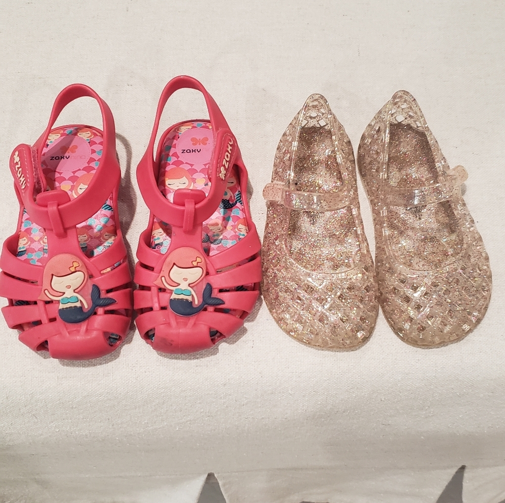 2 pair girls shoes. Size 6